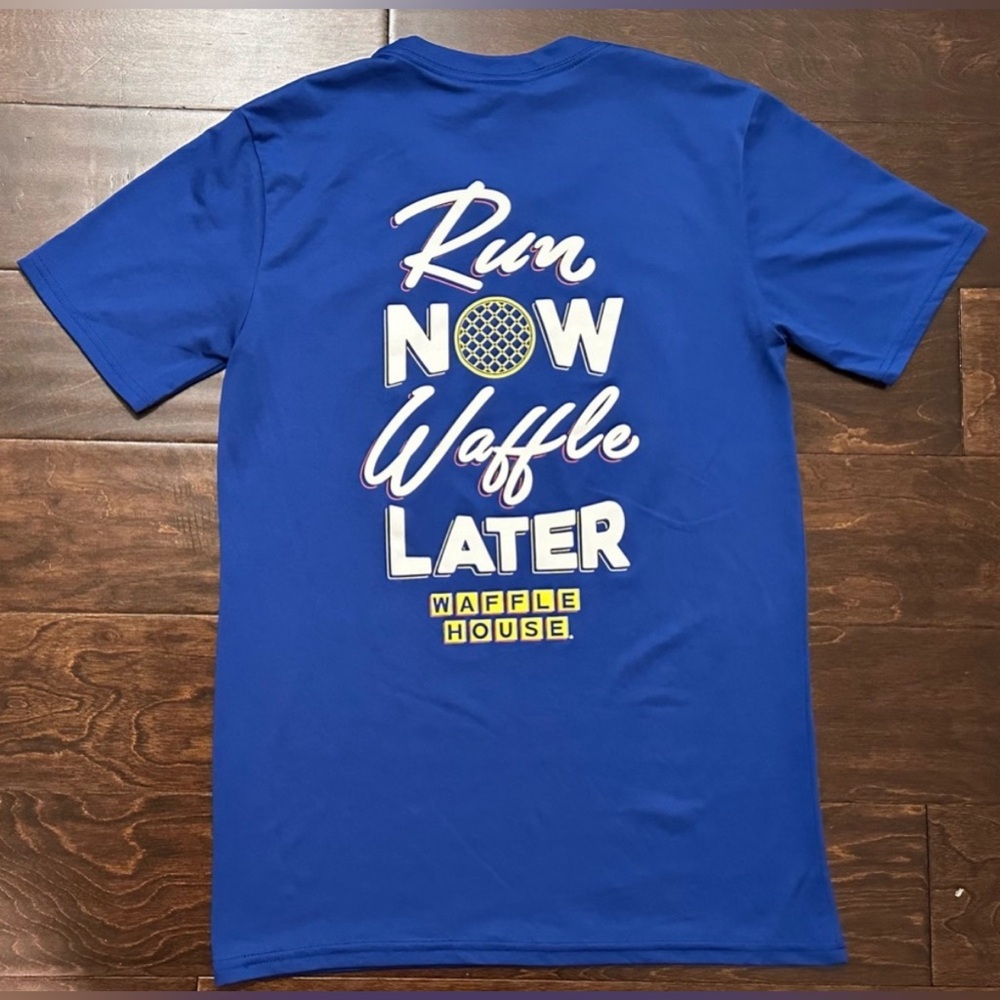 Men’s Waffle House Blue Performance Short Sleeve Shirt- Size Small